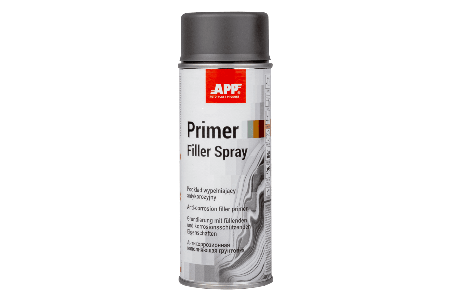 Podkład wypełniający antykorozyjny w sprayu APP Primer Filler | Ciemnoszary | 400ml
